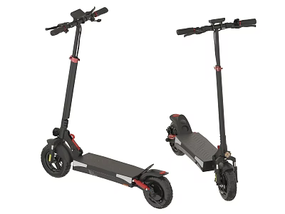 Two Stylish Black Electric Scooters With Red Accents And Modern Design 3d model