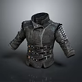 Black Leather Tactical Jacket With Metal Rivets Buckles And Straps Design
