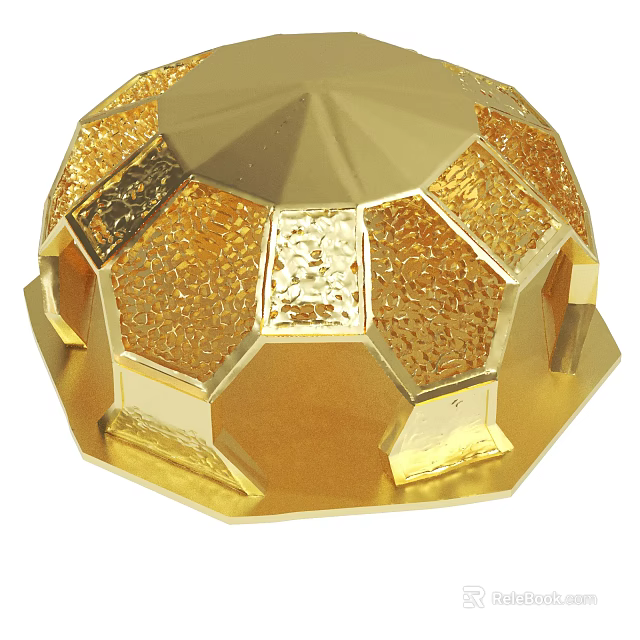 Golden Polygonal Decorative Ornament With Textured Surface And Shiny Metallic Finish 3d model 