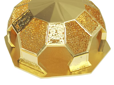 Golden Polygonal Decorative Ornament With Textured Surface And Shiny Metallic Finish 3d model