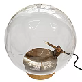Modern Table Lamp With Transparent Spherical Lampshade Golden Base And Metal Pole