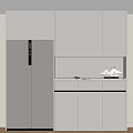 Modern Kitchen Interior With White Built in Refrigerator Freezer And Cabinetry