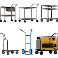Various Metal Utility Carts With Wheels And Different Industrial Designs 3d model