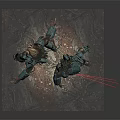Two Armored Sci-Fi Characters Display Dynamic Poses with Red Laser Beams