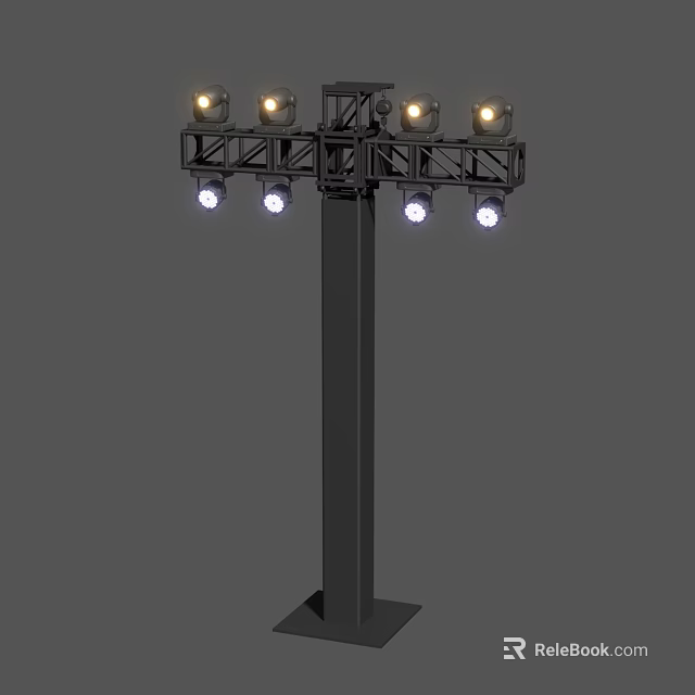 Commercial High Mast Lighting Equipment With Multiple LED Light Heads And Metal Structure 3d model 