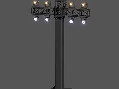 Commercial High Mast Lighting Equipment With Multiple LED Light Heads And Metal Structure 3d model
