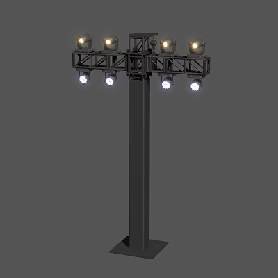 Commercial High Mast Lighting Equipment With Multiple LED Light Heads And Metal Structure 3d model