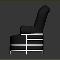Elegant Black Single Sofa With Button Tufted Back Curved Armrests And Metal Frame