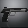 Modern Tactical Pistol with Black Textured Grip and Silver Metal Frame