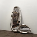 Modern Irregular Shaped Metallic Frame Mirror Reflecting Bedroom Interior Design 3d model