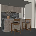Modern Kitchen With Wooden Cabinets Marble Island Counter Bar Stools And Natural Light