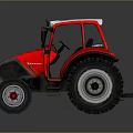 Modern Red And White Agricultural Tractor With Large Wheels And Cabin Design