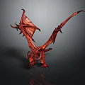 Mythical Red Dragon Game Movie Character With Large Spread Wings Sharp Claws And Scales
