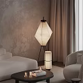 Elegant Minimalist Neutral Toned Living Room With Soft Armchairs Dark Coffee Table And Long Curtains