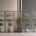 Modern glass brick partition 3d model