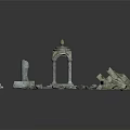 Detailed Classical Style Stone Architectural Components With Columns Arches And Blocks