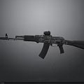 Modern Tactical Assault Rifle With Black Silver Finish And Optic Sight