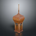 Traditional Handcrafted Bamboo Lantern With Woven Design Square Base And Spire Top