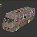 minibus minivan driverless bus school bus van box car 3d model