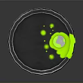 Black Radioactive Barrel With Yellow Warning Sign And Green Dripping Liquid