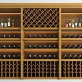 Wooden Wine Cabinet With Multiple Shelves And Organized Wine Bottle Storage