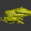 Futuristic White And Orange Small Robot With Transparent Cockpit And Mechanical Arm