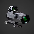Tactical Weapon Scope With Green Lens Black Metal Frame Adjustment Knobs And Mounting Bracket 3d model