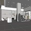 Modern Clothing Store Interior Featuring Spacious Layout White Decor Display Racks And Fitting Room