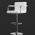 Upholstered Modern White Bar Stool With Armrests And Chrome Metal Base Design 3d model