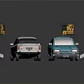 Vintage White And Blue Cars With L'Oie 1976 Logo And DRIVE Theme