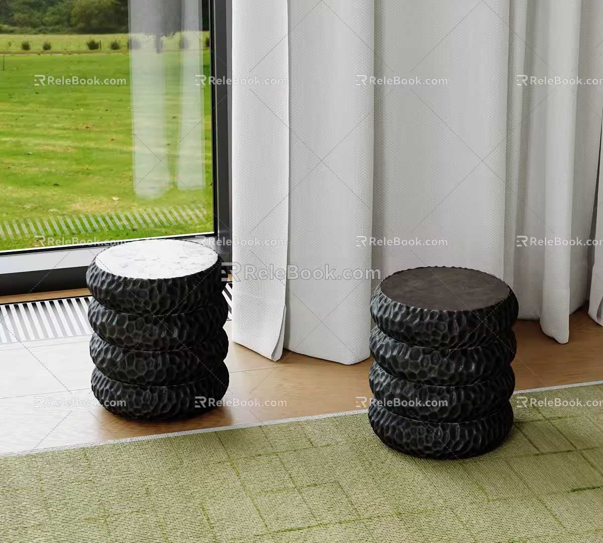 Middle Ancient Style Side Stool Round Side Stool Stone Side Stool 3d model