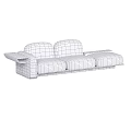 Modern Sectional Sofa With White Upholstery And Gold Metal Frame Armrest Design