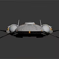 Futuristic White And Yellow Spaceship With Multiple Thrusters For Space Exploration