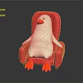 White Duck Sitting On Red Chair With Plump Body And Orange Webbed Feet
