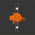 Game Movie Mechanical Character Orange Mechanical Arm Structure With Joints And Components