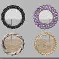 Decorative Wall Mirrors With Black Purple Beige Gold Designs And Circular Shapes
