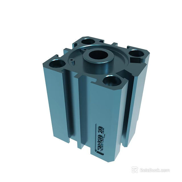 Precision Machined Industrial Metal Block With Holes And QF 2024 Marking 3d model 