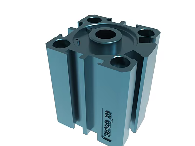 Precision Machined Industrial Metal Block With Holes And QF 2024 Marking 3d model