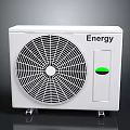White Energy Efficient Air Conditioner Outdoor Unit With Fan Grille And Green Indicator Light