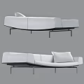 Modern Light Gray Sectional Sofa With Metal Legs And Comfortable Cushions 3d model