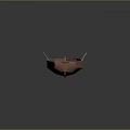 Wooden Rowboat Featuring Red Lifebuoy Paddle And Storage Items On Water