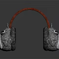 Totoro Shaped Headphones With Gray Textured Earpads And Red Headband Cute Design For Music Lovers