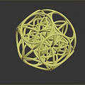 Green And Gold Intertwined Geometric Sphere With Metallic Texture Art Piece