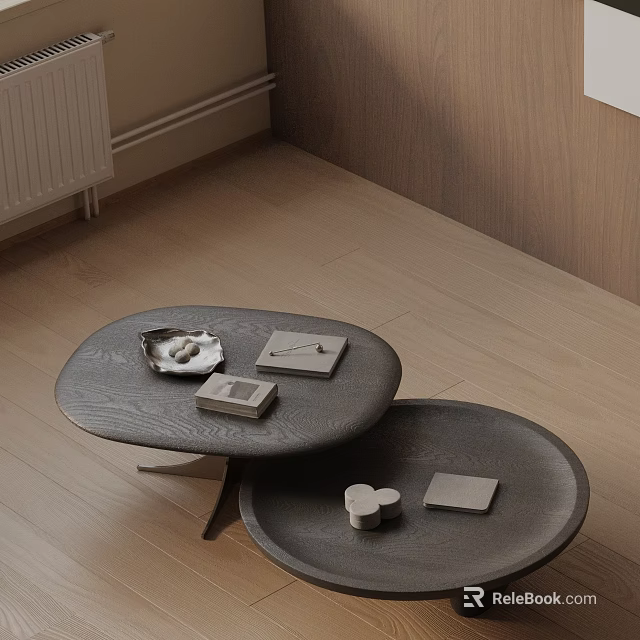 Modern Living Room Interior With Sofa And Dark Wooden Coffee Table Set 3d model 