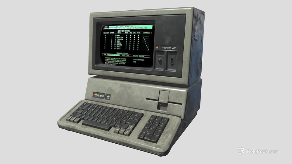 Vintage Desktop Computer With CRT Monitor Classic Keyboard And Retro Design 3d model 