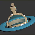 Modern Decorative Furniture With Blue Ring Base And Gold Accents