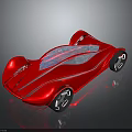 Red Futuristic Concept Car With Sleek Design Blue Accents And White Wheels