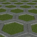 Hexagonal Concrete Pavers With Lush Green Grass In Geometric Outdoor Design