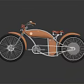Vintage Orange And White Bicycle With Red Saddle And Large Wheels Design