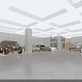 Modern Indoor Parking Garage With Spacious Layout And Luxury Cars Well Lit Ceiling Design